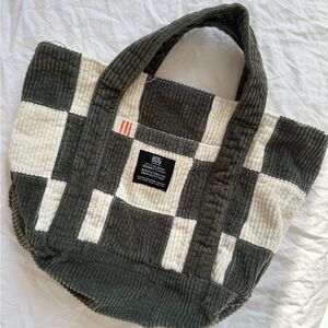 Patchwork Mini Corduroy Tote Bag In Dark Green